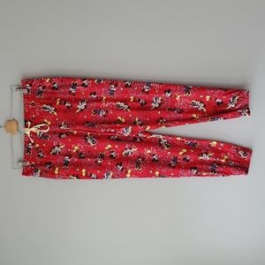 Disney Minnie and Mickey Mouse Red Drawstring Pajama Pant Joggers Womens XL